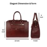 Genuine Crocodile Embossed Leather Satchel Tote Handbag for Women, Spacious Structured Shoulder Carryall Bag with Top Handles, Office, Work, Shopping & Travel, Size 13 x 10 x 5 Inch - Image 7