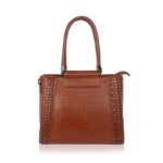 Designer Genuine Leather Handbag for Women, Laser Cut Croc Embossed Top Handle Hobo Bag with Laptop Compartment, Spacious Office Shoulder Bag for Work, Travel & Everyday Use