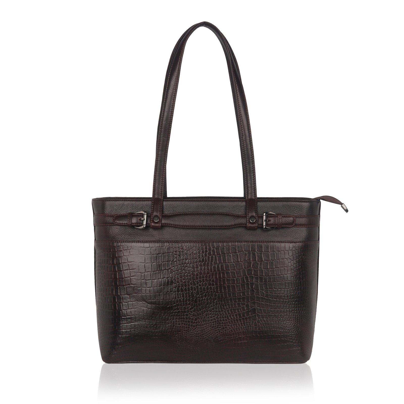 IMG_9585 Women's Crocodile Embossed Tote Handbag, Spacious Structured Shoulder Bag with Top Handles, Stylish Carryall Purse for Office, Work, Shopping, Travel & Everyday Use - Image 1