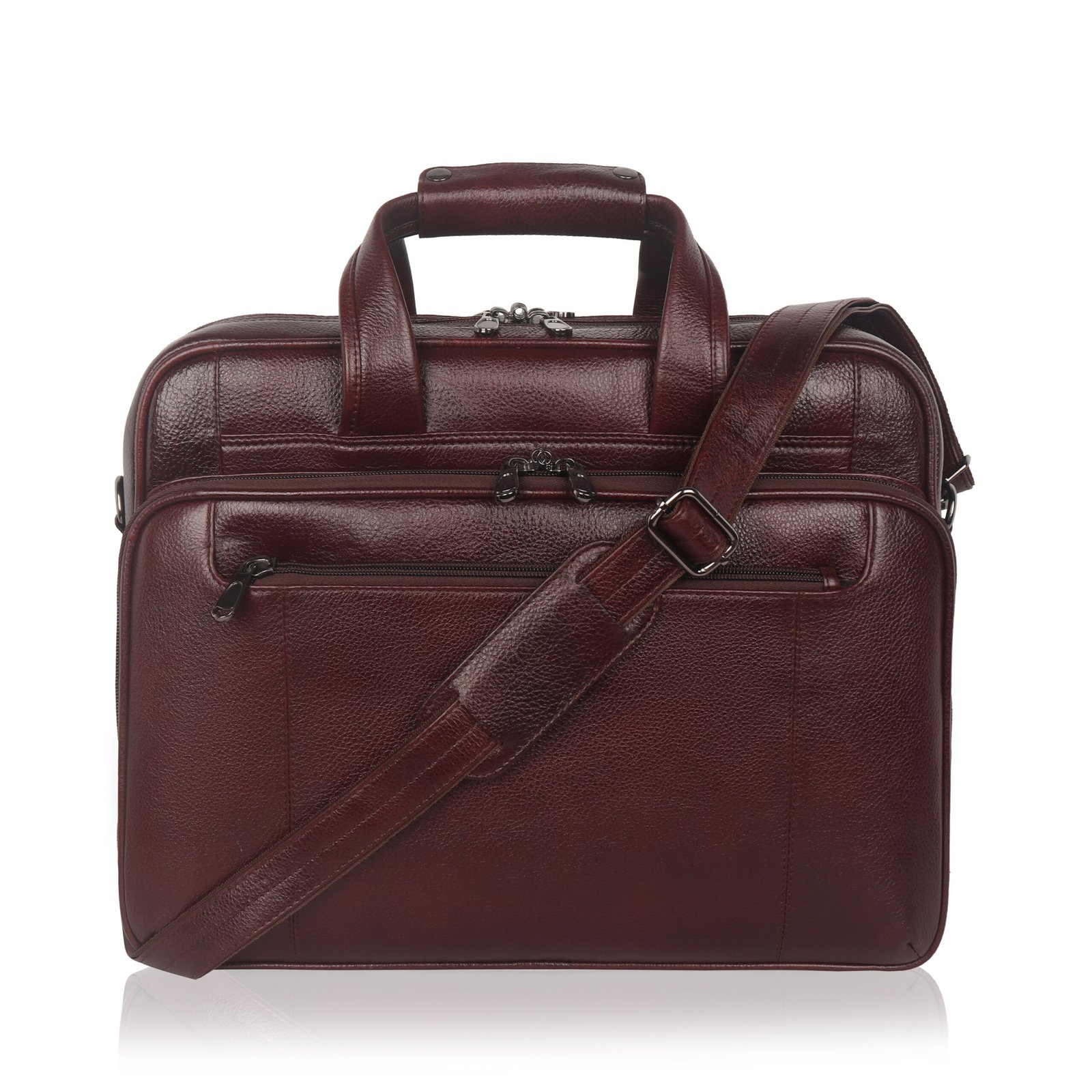 IMG_9619 Genuine Leather 16 Inch Laptop Bag for Men, Executive Office & Travel Briefcase Buff Leather,Laptop Storage, Mobile & Pen Pockets, Diary Storage, Adjustable Shoulder Strap, 2-Year Warranty - Image 1